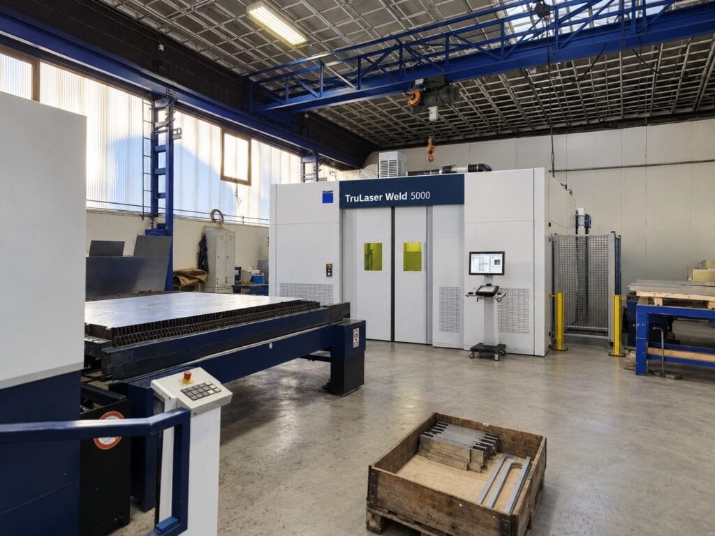 Modern laser welding machine in the production hall